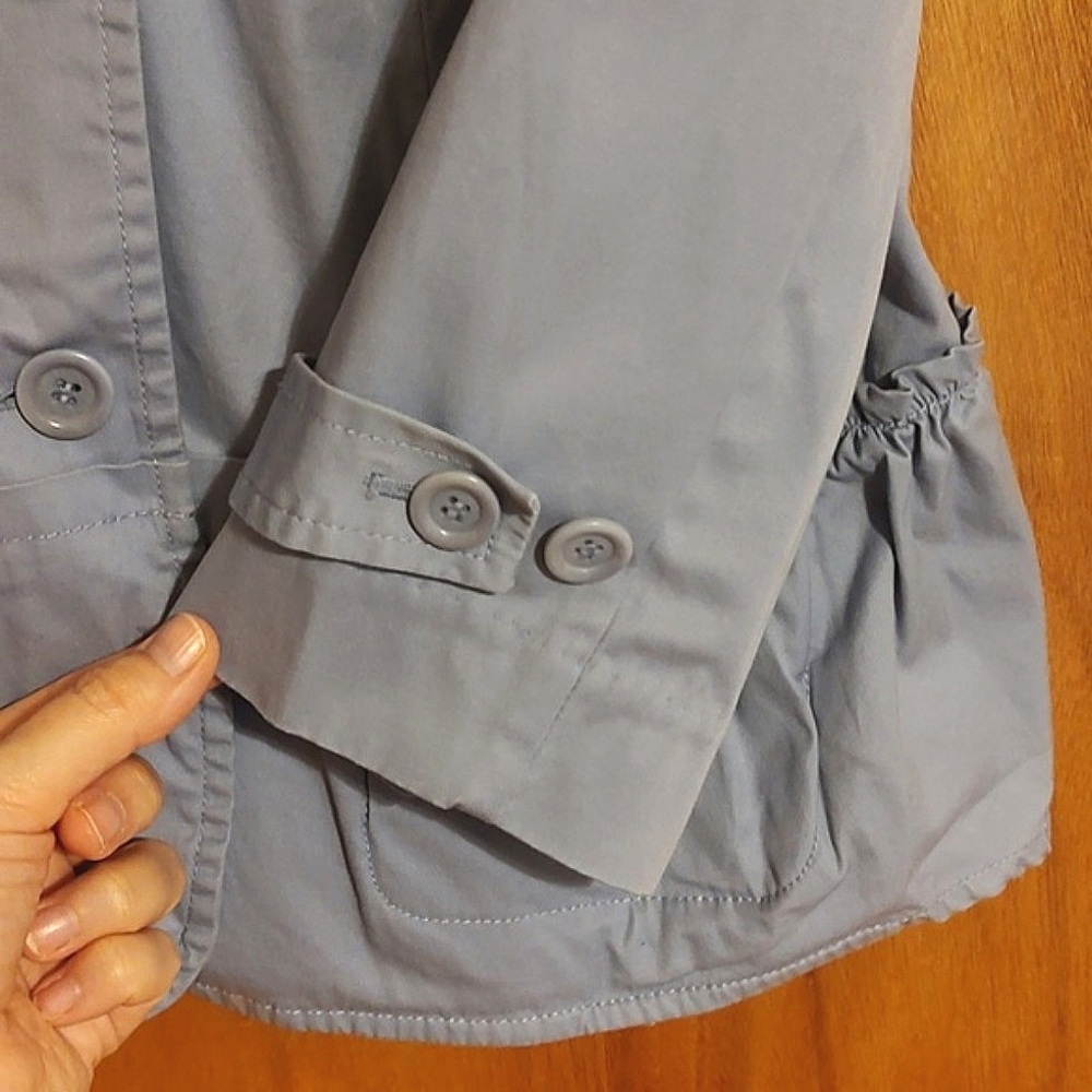 Talbots Peplum Jacket Pastel Blue Buttoned Stretch Ruffle 10 *Flaw, Please Read* - Picture 4 of 9